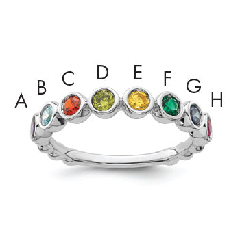 14k White Gold 8 Birthstone Mother's Ring-XMR102/8W-7