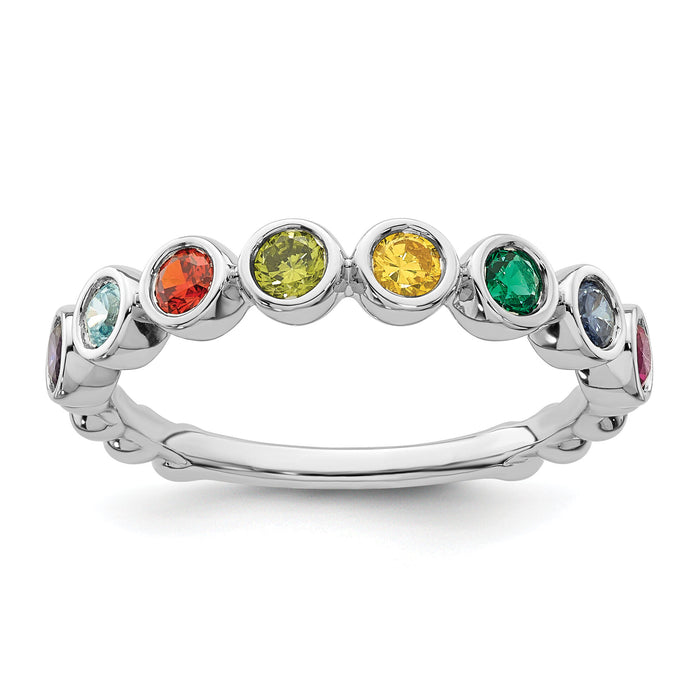 14k White Gold 8 Birthstone Mother's Ring-XMR102/8W