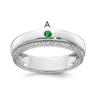 14k WG 1 Birthstone and Diamond Mother's Ring Semi-mount-XMR103/1W