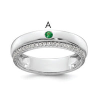 14k WG 1 Birthstone and Diamond Mother's Ring Semi-mount-XMR103/1W