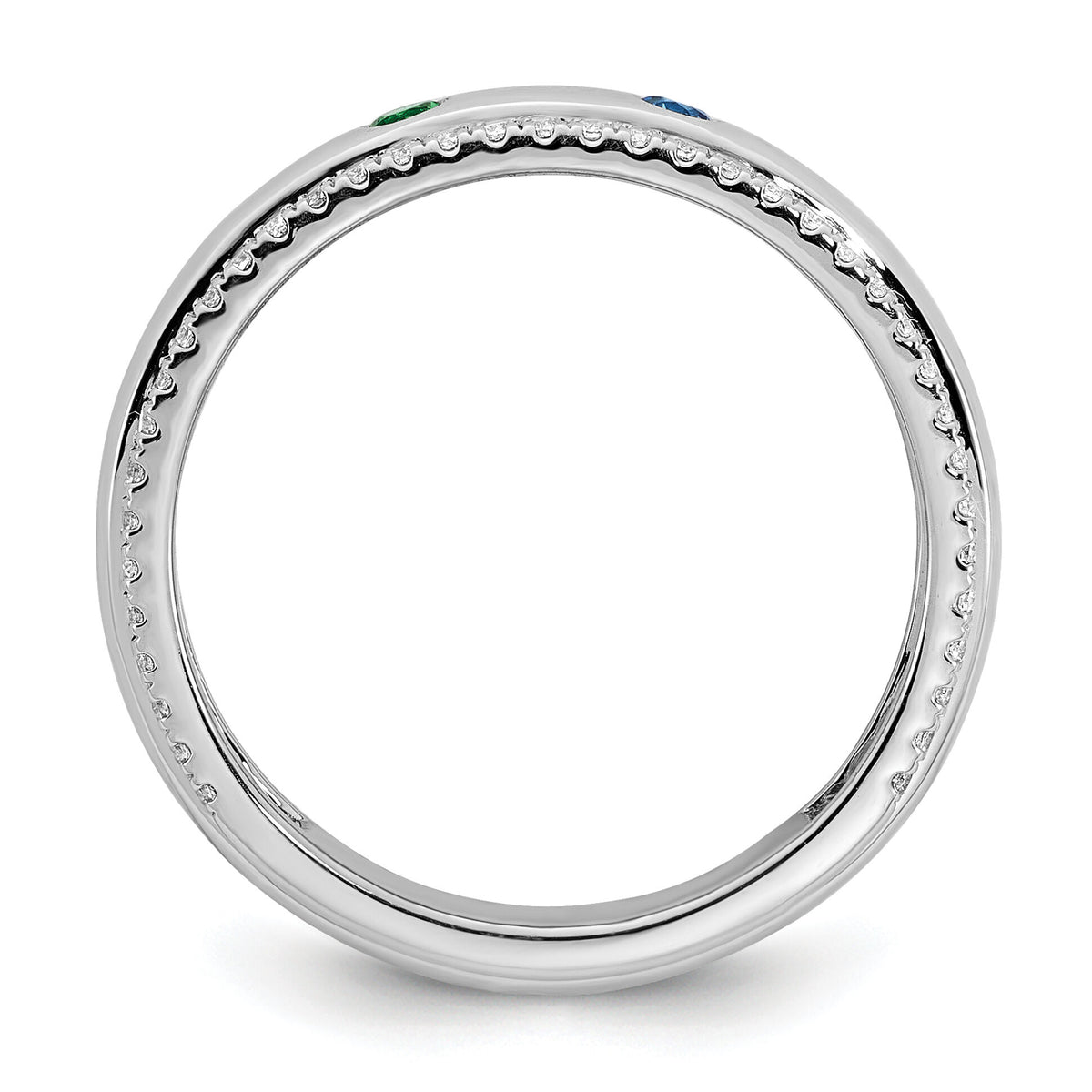 14k WG 2 Birthstone and Diamond Mother's Ring Semi-mount-XMR103/2W