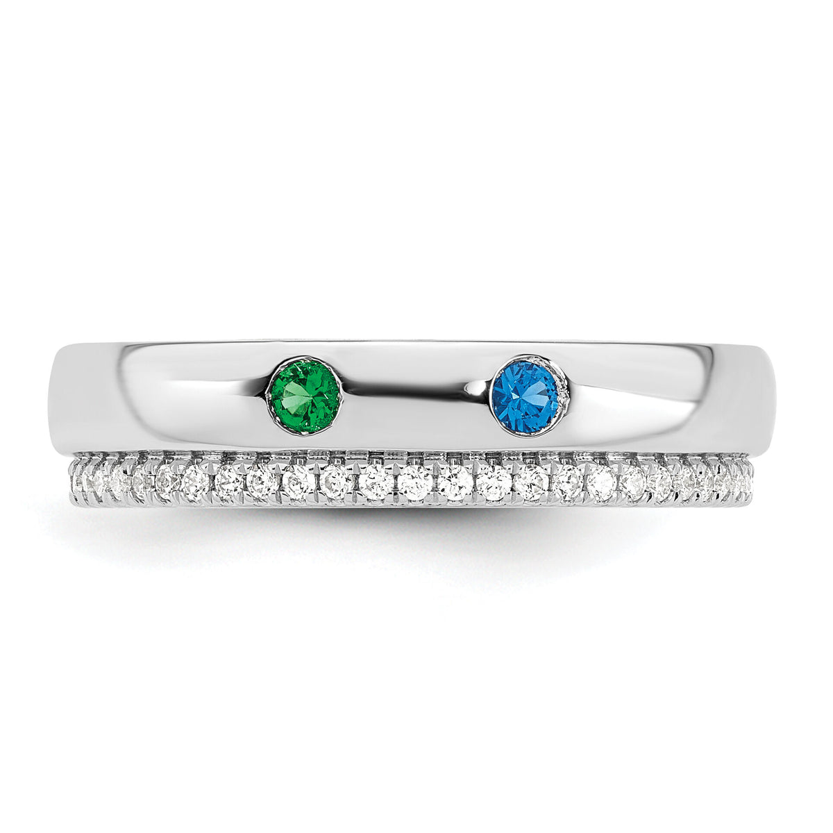 14k WG 2 Birthstone and Diamond Mother's Ring Semi-mount-XMR103/2W
