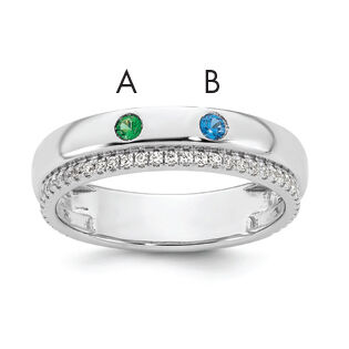14k WG 2 Birthstone and Diamond Mother's Ring Semi-mount-XMR103/2W