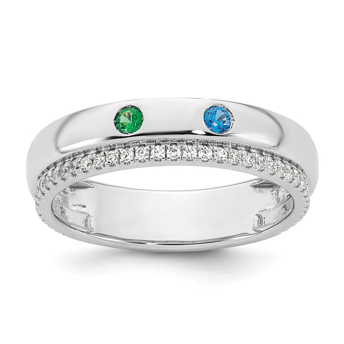 14k WG 2 Birthstone and Diamond Mother's Ring Semi-mount-XMR103/2W