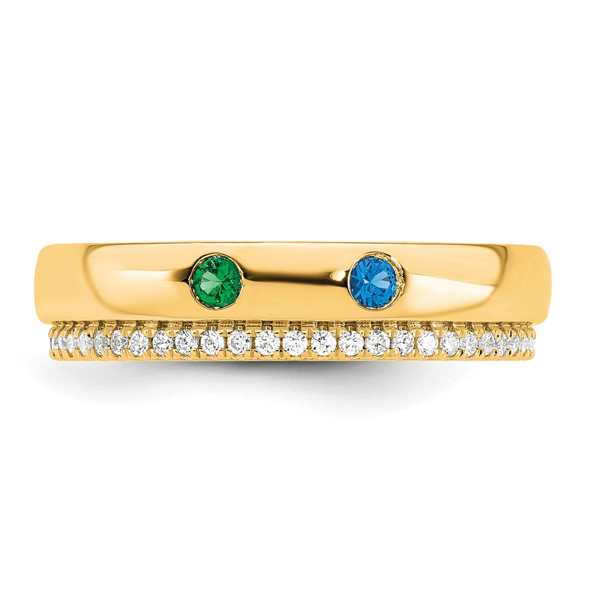 14k 2 Birthstone and Diamond Mother's Ring Semi-mount-XMR103/2Y