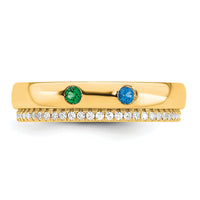 14k 2 Birthstone and Diamond Mother's Ring Semi-mount-XMR103/2Y