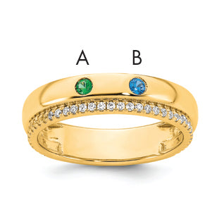 14k 2 Birthstone and Diamond Mother's Ring Semi-mount-XMR103/2Y-7