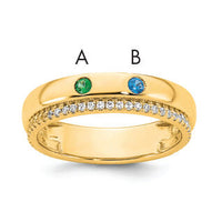 14k 2 Birthstone and Diamond Mother's Ring Semi-mount-XMR103/2Y