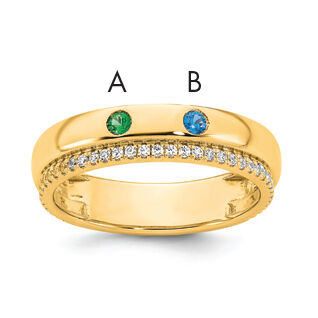 14k 2 Birthstone and Diamond Mother's Ring Semi-mount-XMR103/2Y