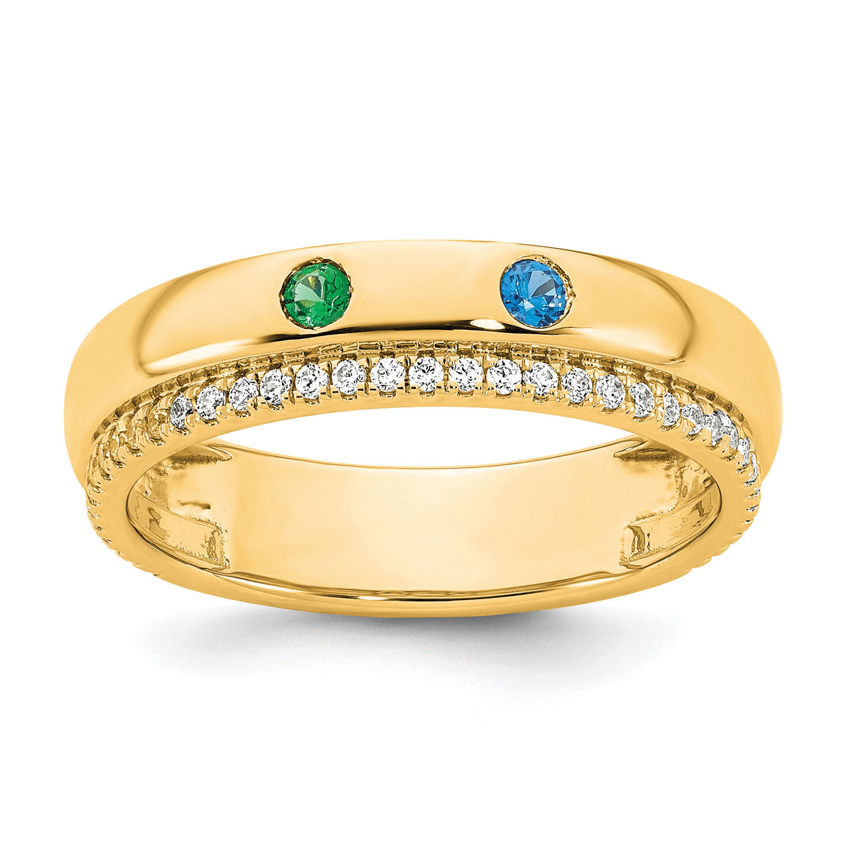 14k 2 Birthstone and Diamond Mother's Ring Semi-mount-XMR103/2Y