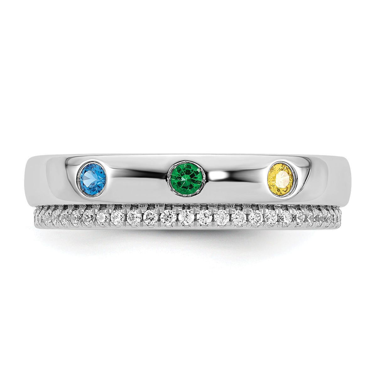 14k WG 3 Birthstone and Diamond Mother's Ring Semi-mount-XMR103/3W