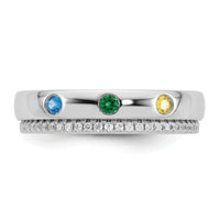 14k WG 3 Birthstone and Diamond Mother's Ring Semi-mount-XMR103/3W