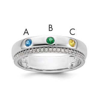 14k WG 3 Birthstone and Diamond Mother's Ring Semi-mount-XMR103/3W