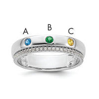 14k WG 3 Birthstone and Diamond Mother's Ring Semi-mount-XMR103/3W