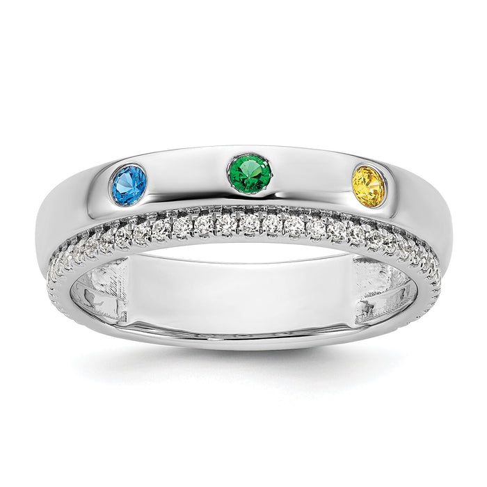 14k WG 3 Birthstone and Diamond Mother's Ring Semi-mount-XMR103/3W