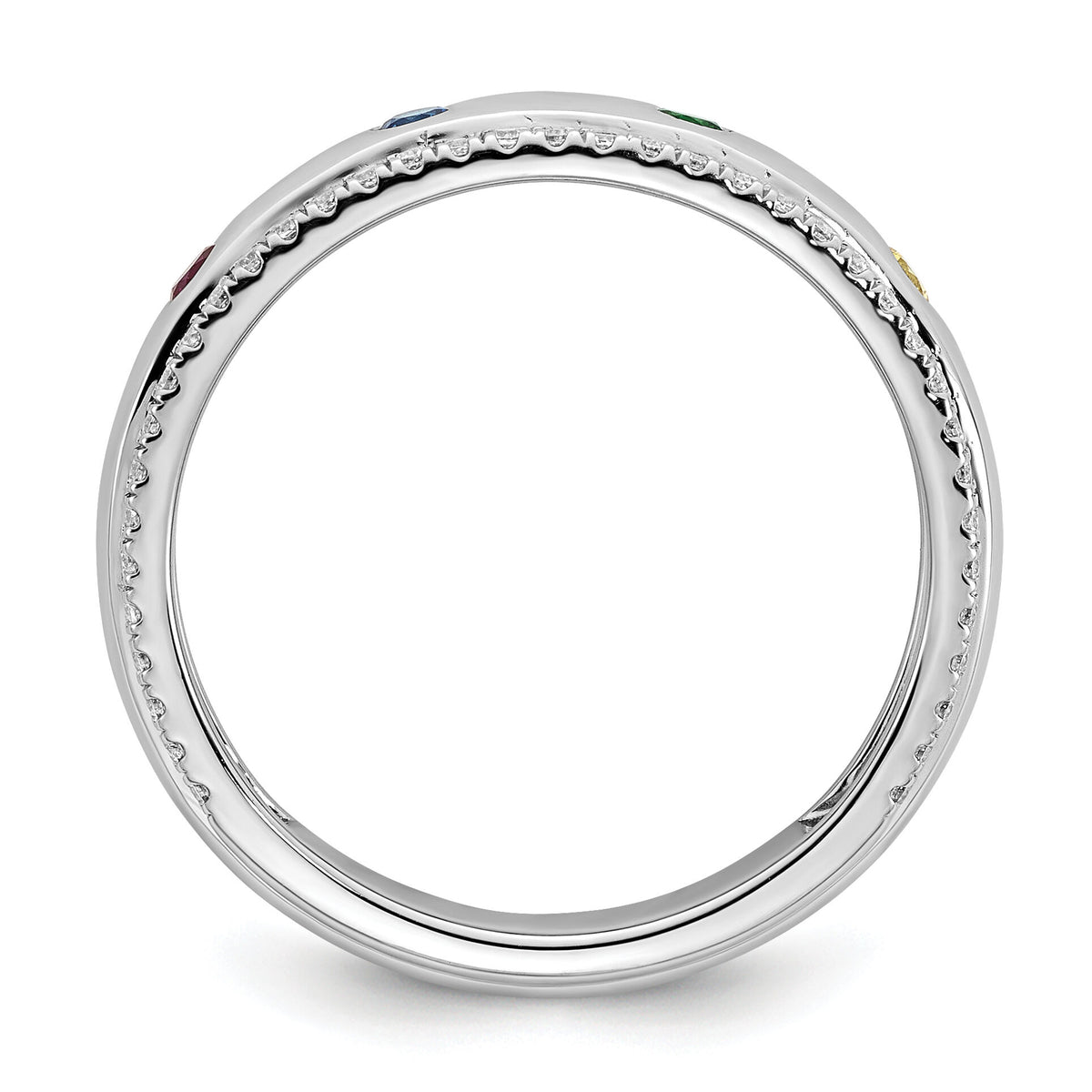 14k WG 4 Birthstone and Diamond Mother's Ring Semi-mount-XMR103/4W