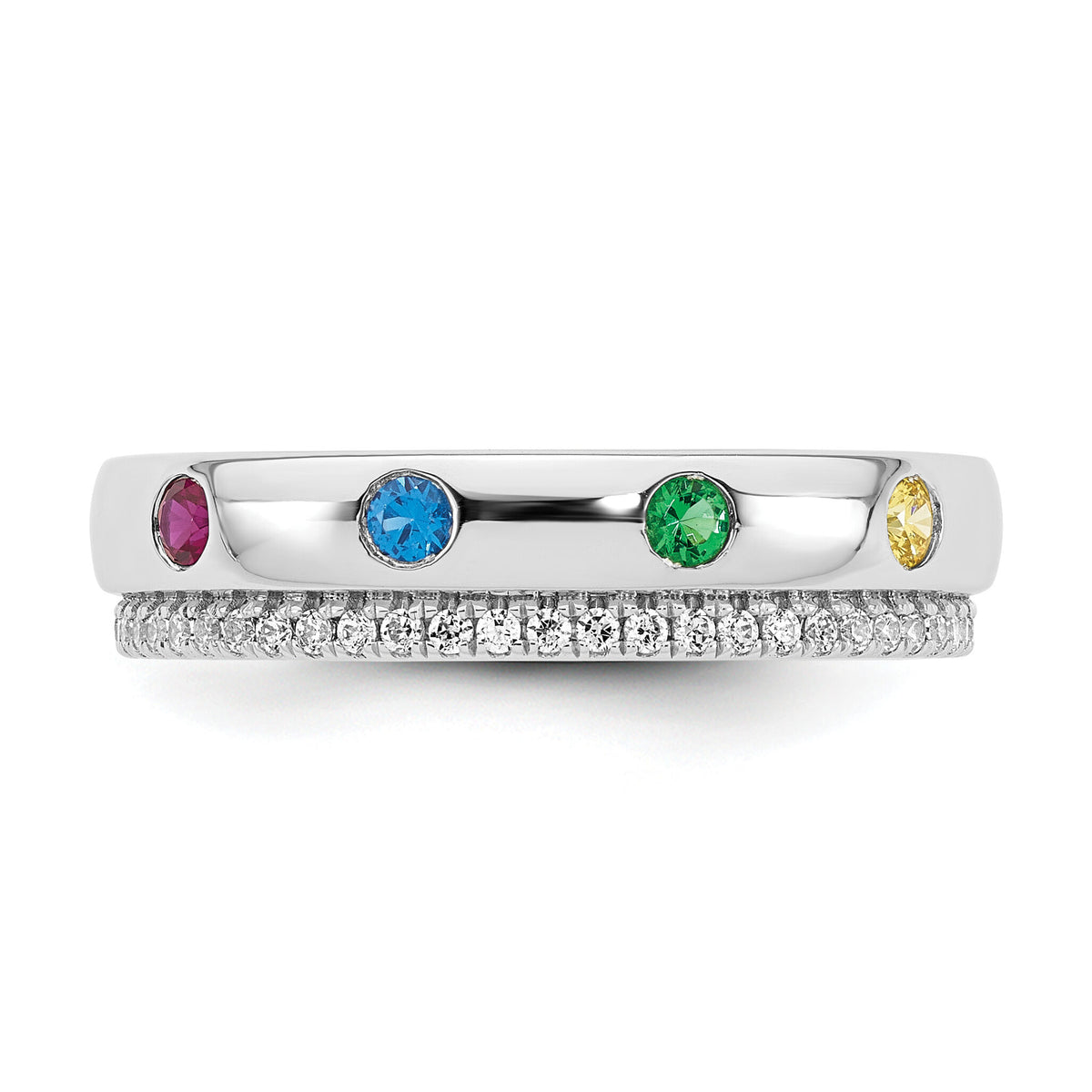 14k WG 4 Birthstone and Diamond Mother's Ring Semi-mount-XMR103/4W