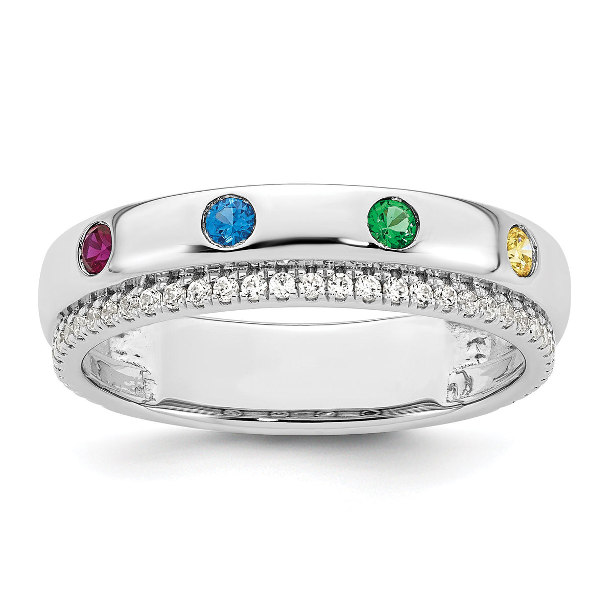 14k WG 4 Birthstone and Diamond Mother's Ring Semi-mount-XMR103/4W
