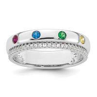 14k WG 4 Birthstone and Diamond Mother's Ring Semi-mount-XMR103/4W