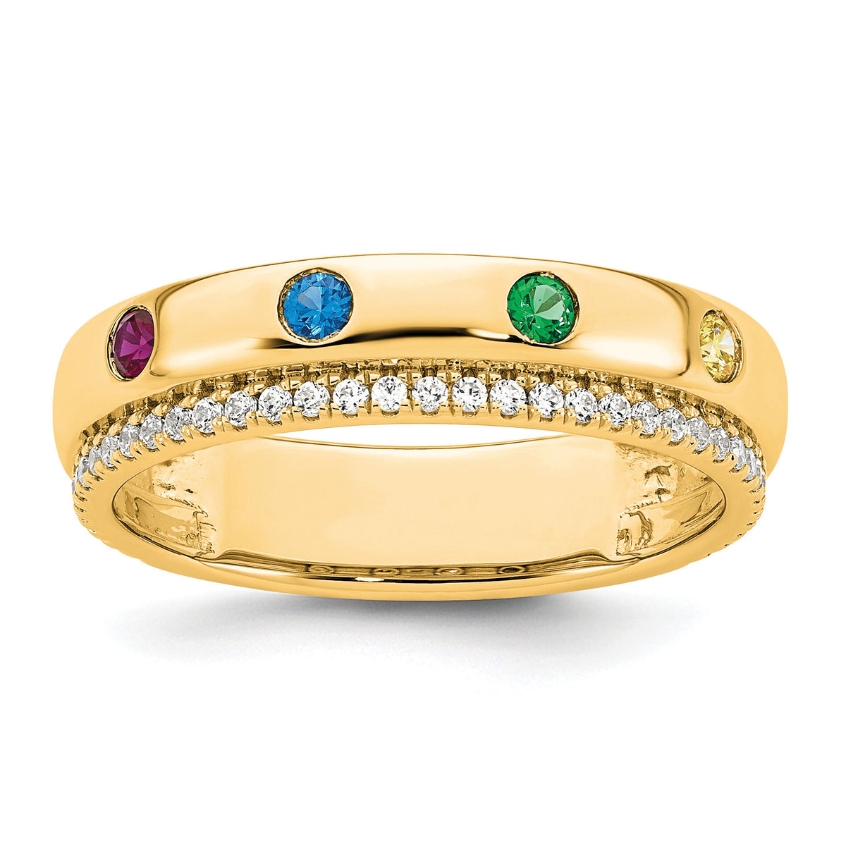 14k 4 Birthstone and Diamond Mother's Ring Semi-mount-XMR103/4Y