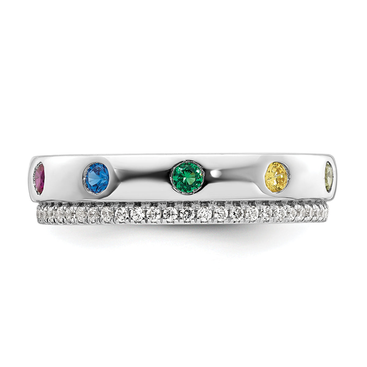 14k WG 5 Birthstone and Diamond Mother's Ring Semi-mount-XMR103/5W
