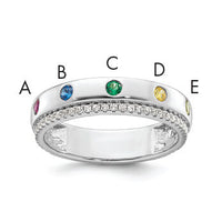 14k WG 5 Birthstone and Diamond Mother's Ring Semi-mount-XMR103/5W