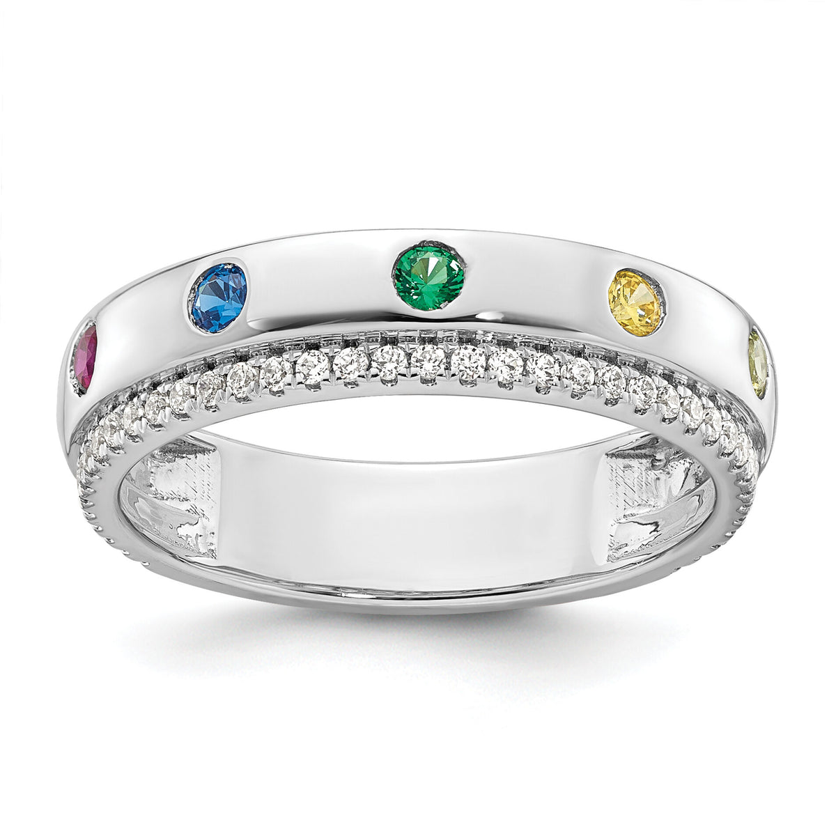 14k WG 5 Birthstone and Diamond Mother's Ring Semi-mount-XMR103/5W