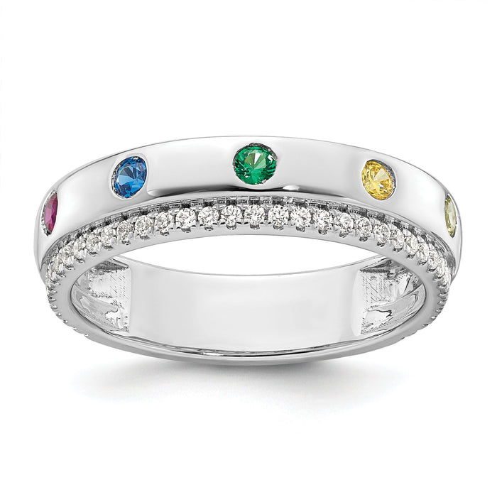 14k WG 5 Birthstone and Diamond Mother's Ring Semi-mount-XMR103/5W