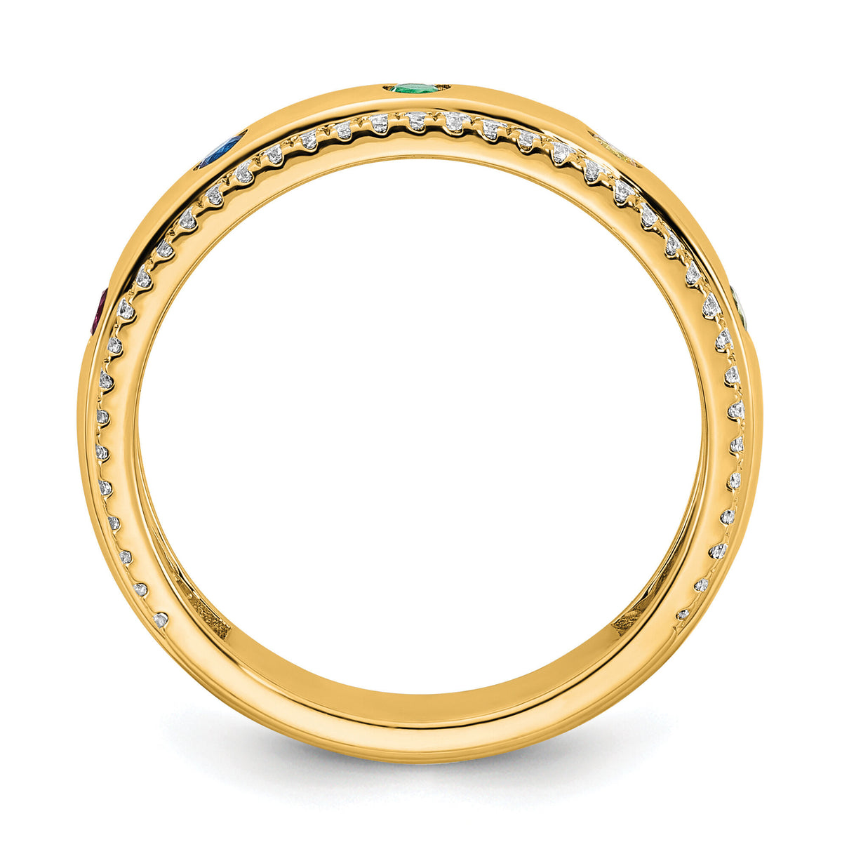 14k 5 Birthstone and Diamond Mother's Ring Semi-mount-XMR103/5Y