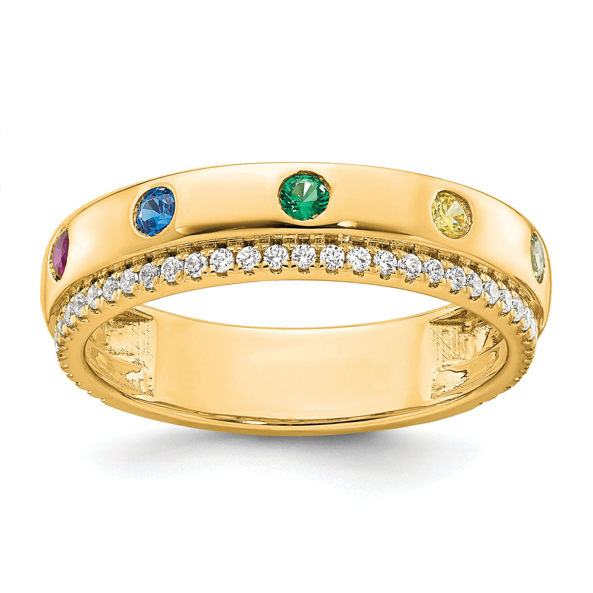 14k 5 Birthstone and Diamond Mother's Ring Semi-mount-XMR103/5Y