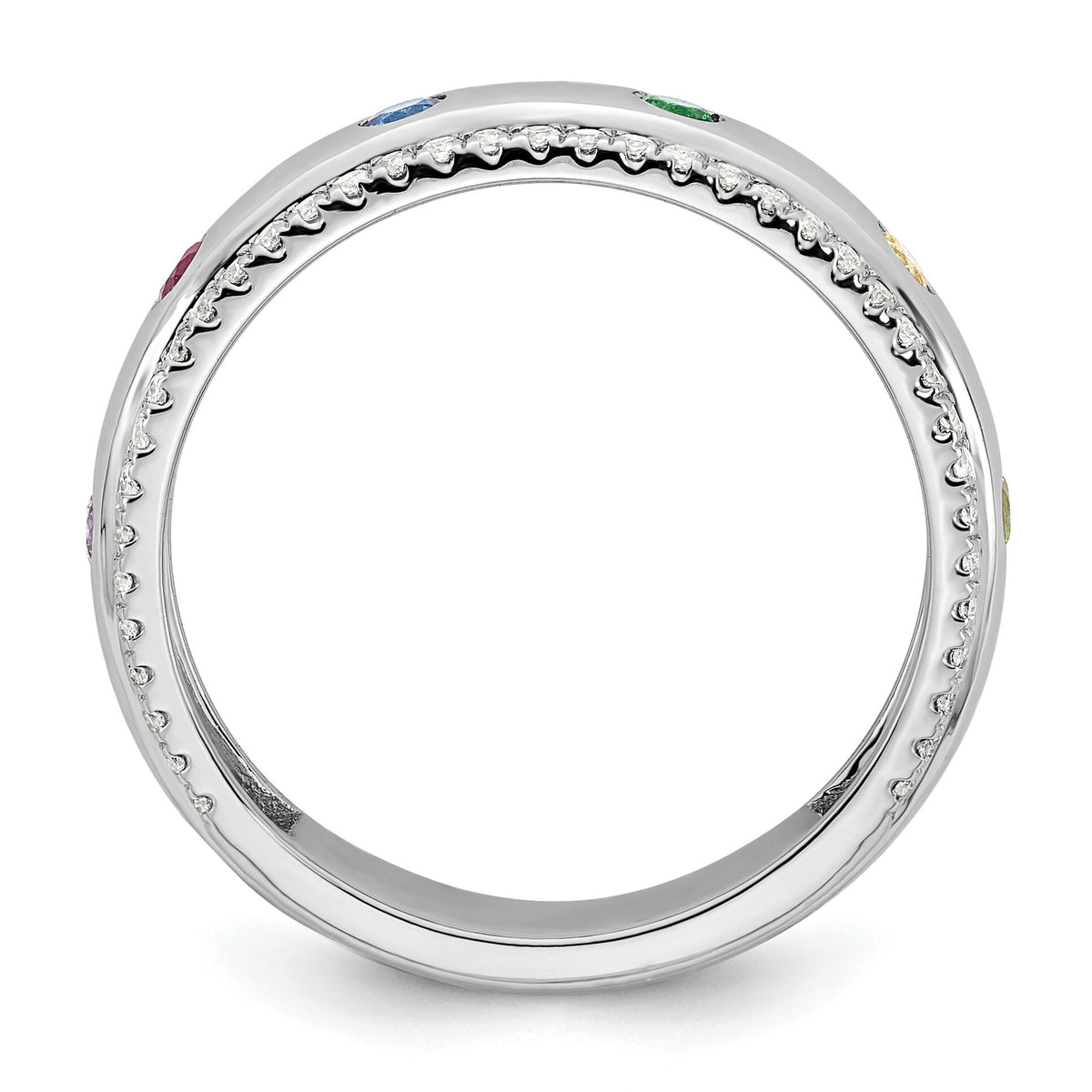 14k WG 6 Birthstone and Diamond Mother's Ring Semi-mount-XMR103/6W