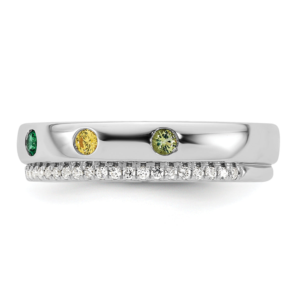 14k WG 6 Birthstone and Diamond Mother's Ring Semi-mount-XMR103/6W