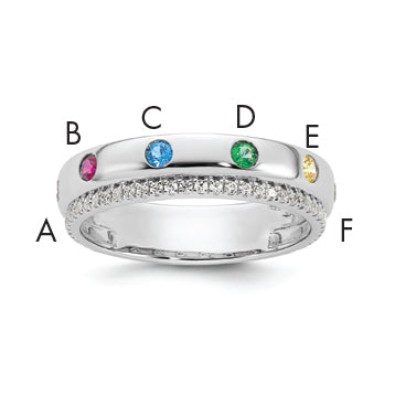 14k WG 6 Birthstone and Diamond Mother's Ring Semi-mount-XMR103/6W-7
