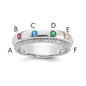 14k WG 6 Birthstone and Diamond Mother's Ring Semi-mount-XMR103/6W