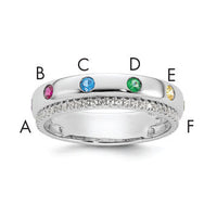 14k WG 6 Birthstone and Diamond Mother's Ring Semi-mount-XMR103/6W