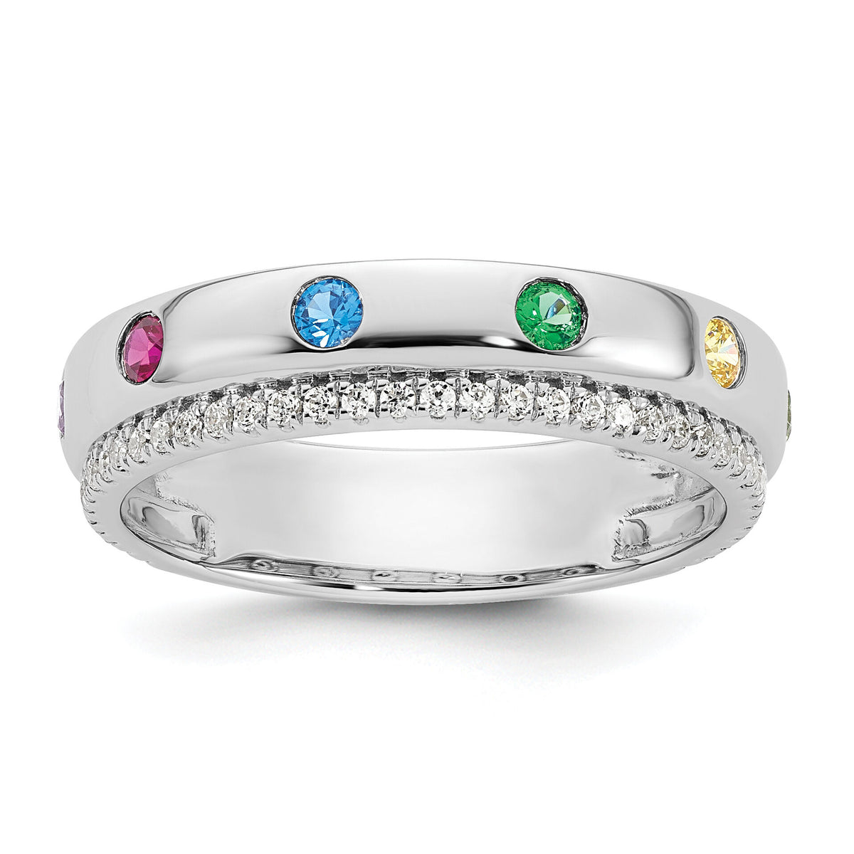 14k WG 6 Birthstone and Diamond Mother's Ring Semi-mount-XMR103/6W