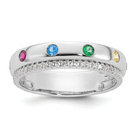 14k WG 6 Birthstone and Diamond Mother's Ring Semi-mount-XMR103/6W