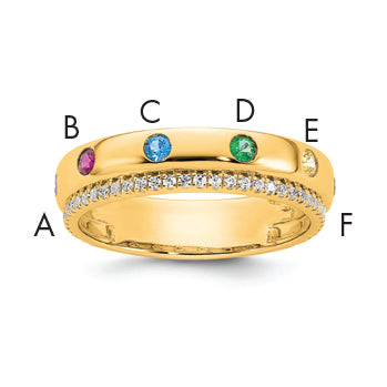 14k 6 Birthstone and Diamond Mother's Ring Semi-mount-XMR103/6Y-7