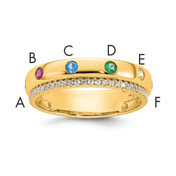 14k 6 Birthstone and Diamond Mother's Ring Semi-mount-XMR103/6Y