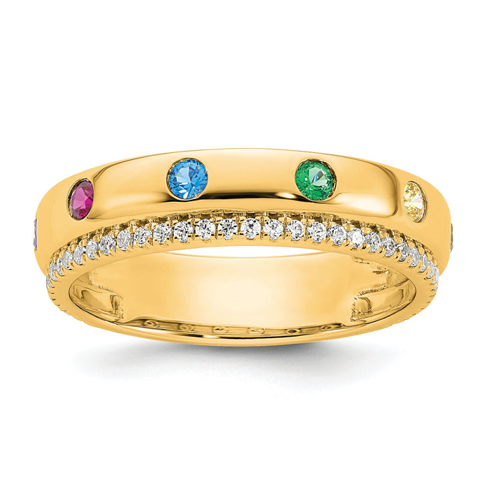 14k 6 Birthstone and Diamond Mother's Ring Semi-mount-XMR103/6Y
