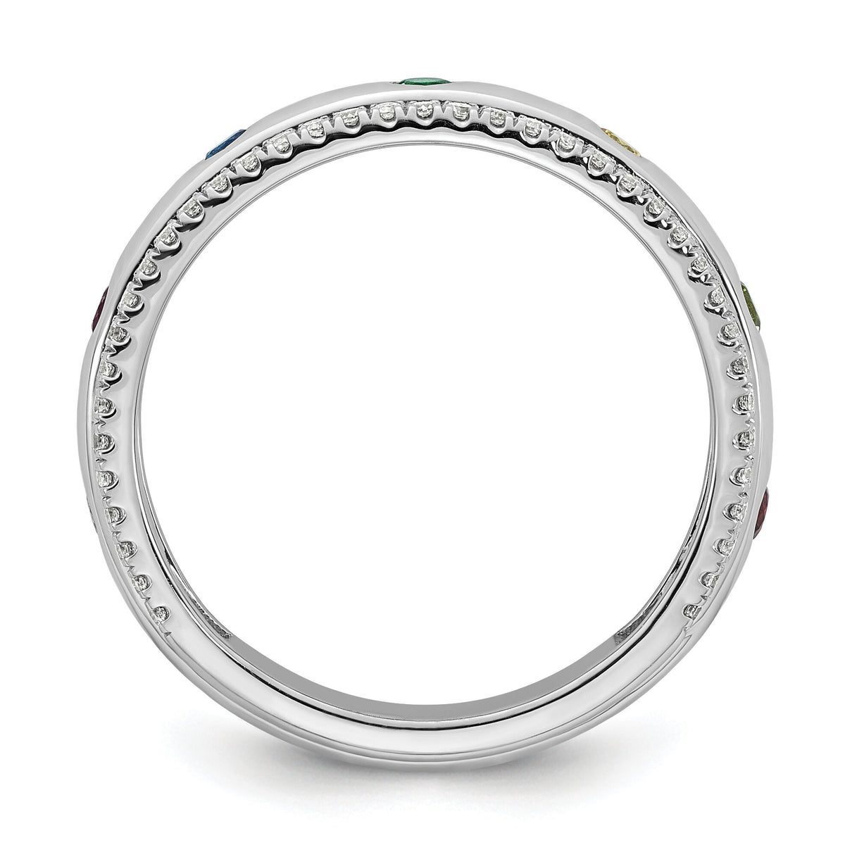 14k WG 7 Birthstone and Diamond Mother's Ring Semi-mount-XMR103/7W