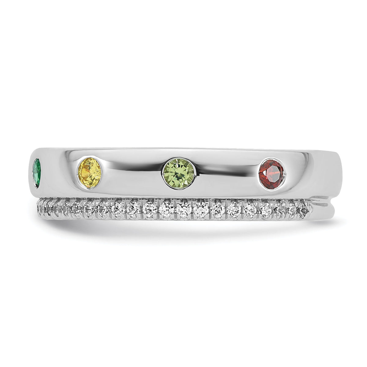 14k WG 7 Birthstone and Diamond Mother's Ring Semi-mount-XMR103/7W