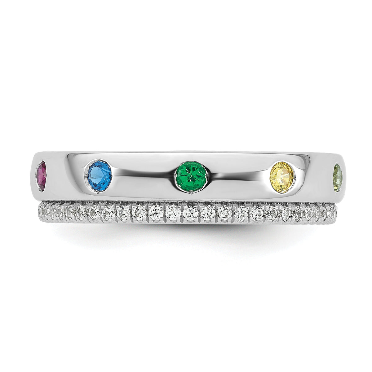 14k WG 7 Birthstone and Diamond Mother's Ring Semi-mount-XMR103/7W
