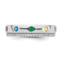 14k WG 7 Birthstone and Diamond Mother's Ring Semi-mount-XMR103/7W