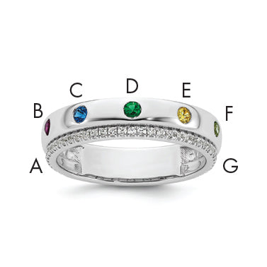 14k WG 7 Birthstone and Diamond Mother's Ring Semi-mount-XMR103/7W-7