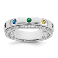14k WG 7 Birthstone and Diamond Mother's Ring Semi-mount-XMR103/7W