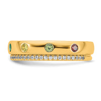 14k 7 Birthstone and Diamond Mother's Ring Semi-mount-XMR103/7Y