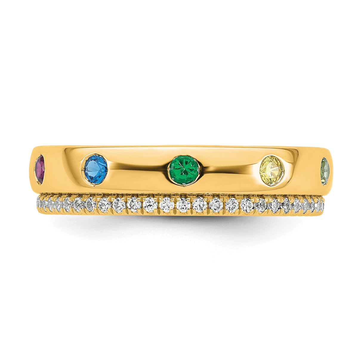 14k 7 Birthstone and Diamond Mother's Ring Semi-mount-XMR103/7Y