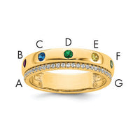14k 7 Birthstone and Diamond Mother's Ring Semi-mount-XMR103/7Y