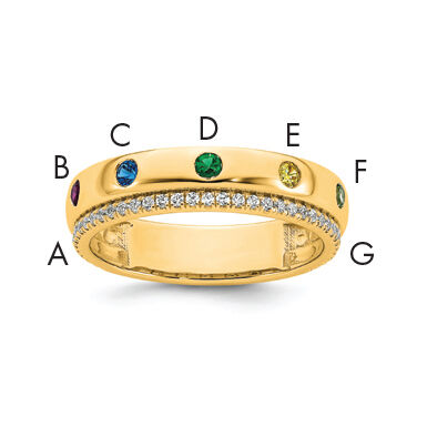 14k 7 Birthstone and Diamond Mother's Ring Semi-mount-XMR103/7Y